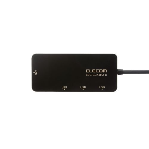 有線LANアダプタ/Giga対応/USB3.0/Type-A/USBハブ付/ブラック
