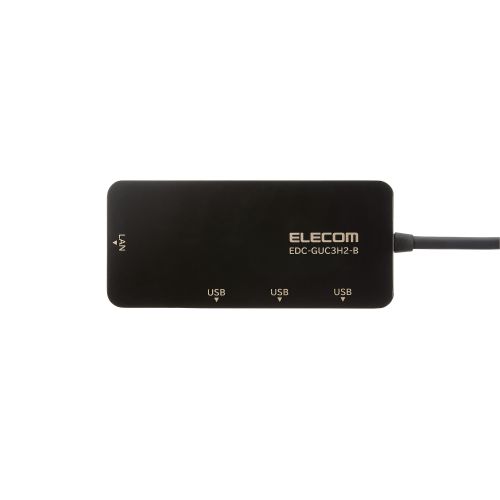 有線LANアダプタ/Giga対応/USB3.1/Type-C/USBハブ付/ブラック