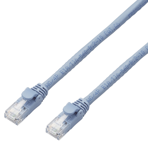 LANケーブル/CAT6A対応/EU RoHS指令準拠/ツメ折れ防止カバー/簡易パッケージ仕様/100m/単線/ブルー