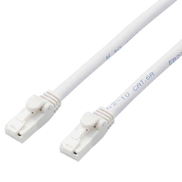 LANケーブル/CAT6A対応/EU RoHS指令準拠/爪折れ防止/簡易パッケージ仕様/20m/ヨリ線/ホワイト