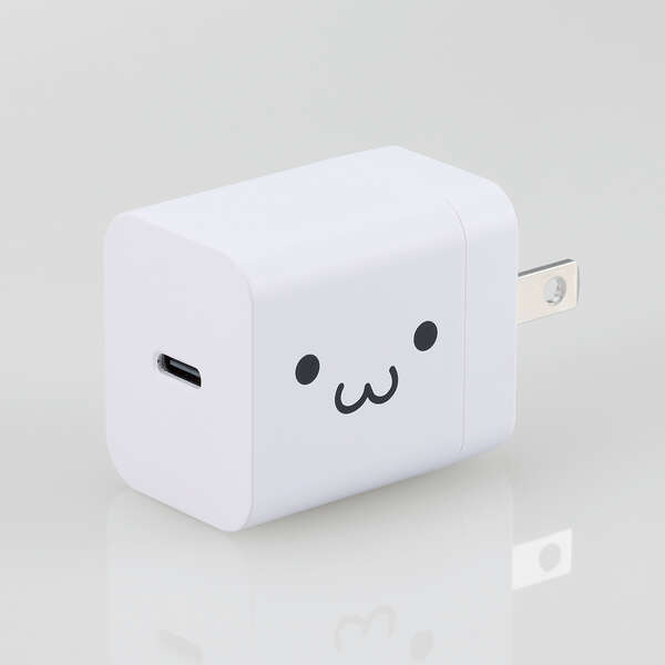 AC充電器/スマホ・タブレット用/USB Power Delivery/20W/USB-C1ポート/C-Cケーブル付属/1.5m/しろちゃん