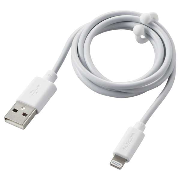 Lightningケーブル/まとまるケーブル/形状記憶/抗菌/1.0m/ホワイト