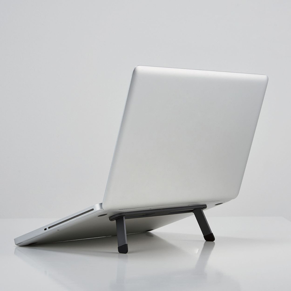 折りたたみノートPCスタンド/装着式/アルミ/スペースグレー