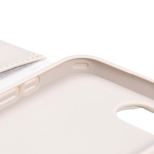 iPhone 17e/16e/レザーケース/手帳型/耐衝撃/磁石付き/ステッチ/ハンドストラップ付/グレージュ