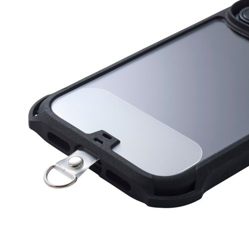 スマホハンドストラップ/ケーブルショルダー/ストラップホールシート付属(1口タイプ×1枚)/カーキストライプ