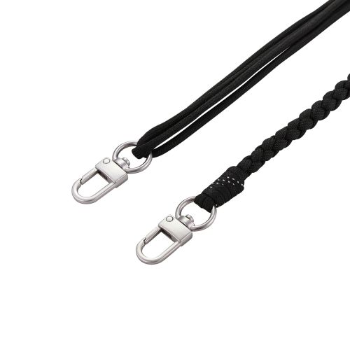 スマホショルダーストラップ/ストラップホールシート付属/編み物/ブラック