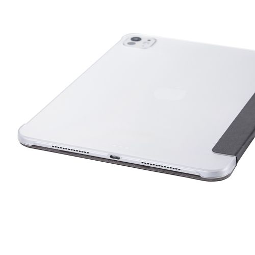 11インチiPad Pro(M4)/フラップケース/薄型軽量/背面クリア/2アングル/スリープ対応/ブラック