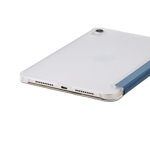8.3インチiPad mini(A17 Pro)/フラップケース/薄型軽量/背面クリア/2アングル/スリープ対応/ブルーグレー