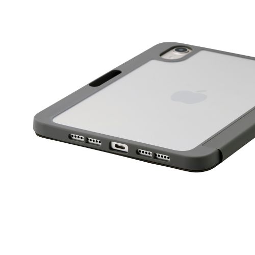 8.3インチiPad mini(A17 Pro)/フラップケース/CHIC STYLE/背面クリア/チャコールグレー