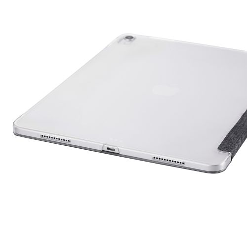 13インチiPad Air(M2)/フラップケース/薄型軽量/ファブリック/背面クリア/2アングル/ブラック