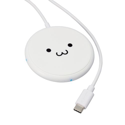 Qi規格対応ワイヤレス充電器/5W/卓上/ケーブル一体/1m/しろちゃん