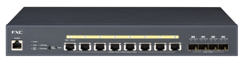 12ポートマルチギガ 4スロット1G/10GSFP+ L2+管理機能付PoE++スイッチ