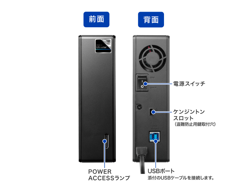 法人向け 5年保証対応 Ultrastar採用 外付けハードディスク（USB 5Gbps） 8TB