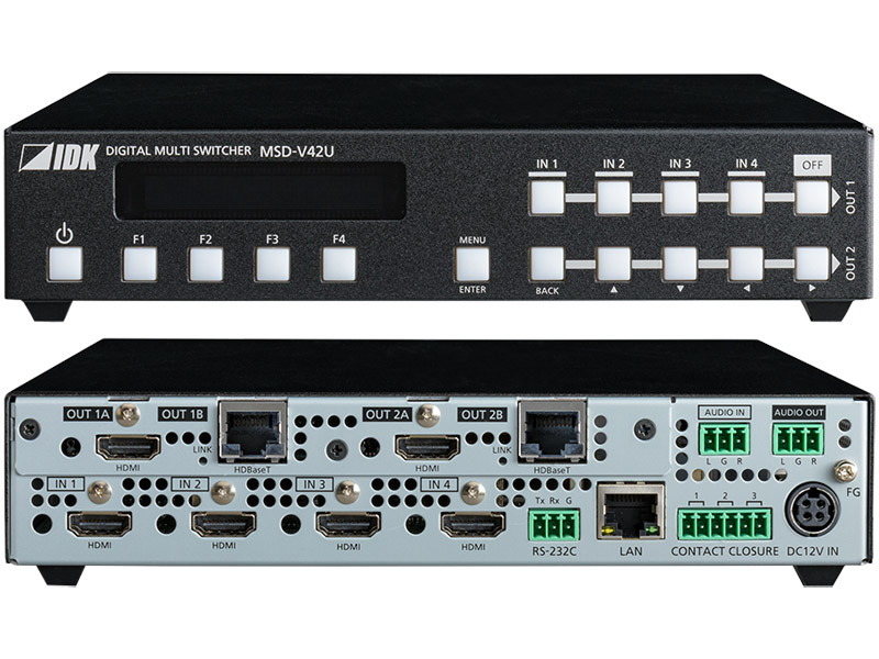 4入力2出力 4K@60対応 デジタルマルチスイッチャー HDBaseT出力モデル