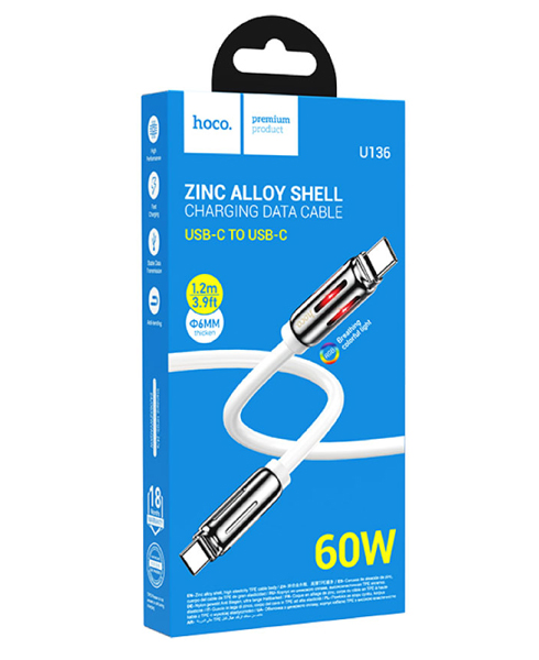 hoco U136 PD60W RGB Type-Cケーブル ホワイト