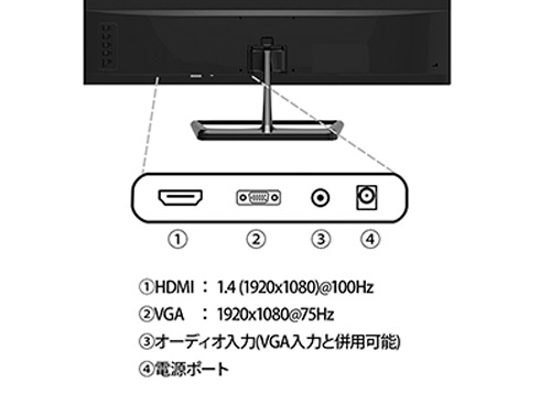 液晶ディスプレイ 21.5型/1920×1080/HDMI×1/ブラック/スピーカー有/2年保証