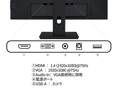 液晶ディスプレイ 23.8型/1920×1080/HDMI×1、VGA×1/ブラック/スピーカー有/2年保証