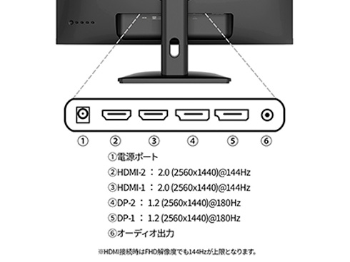 ゲーミング液晶ディスプレイ 23.8型/2560×1440/HDMI×2、DP×2/ブラック/スピーカー有/2年保証
