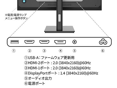 液晶ディスプレイ 27型/3840×2160/HDMI×2、DP×1/ブラック/スピーカー有/2年保証