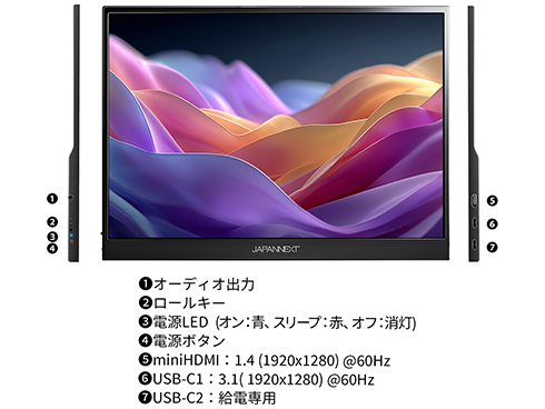 液晶ディスプレイ 13.5型/1920×1280/HDMI、USB Type-C/ブラック/スピーカー有/2年保証