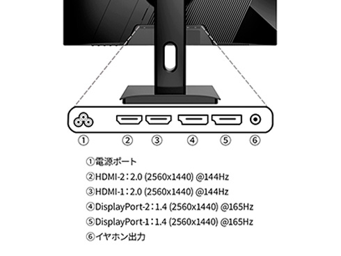 ゲーミング液晶ディスプレイ 27型/2560×1440/HDMI×2、DP×2/ブラック/スピーカー有/2年保証