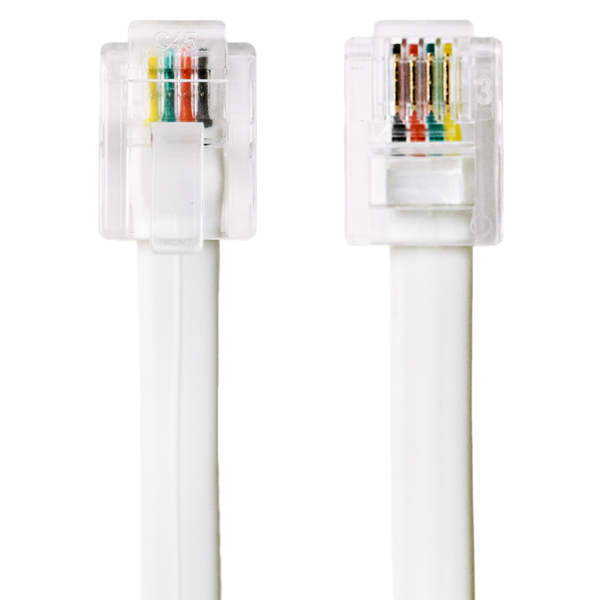 6極4芯 電話機コード 3m ホワイト