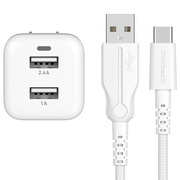 25万回以上の屈曲試験に耐えるUSB Type-Cケーブル同梱 超タフケーブル＆AC充電器のセット 1.5m ホワイト 製品サイズ約37(W)×39(D)×39(H)mm