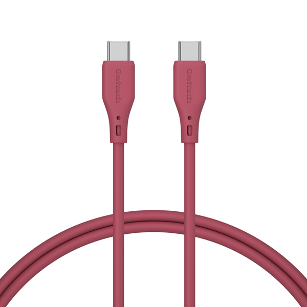 スマホ・タブレット用USBケーブル/USB2.0規格準拠/USB（C-C）/Power Delivery対応/PD60W/データ転送/温度センサー搭載/シリコン/2m/200cm/ワインレッド