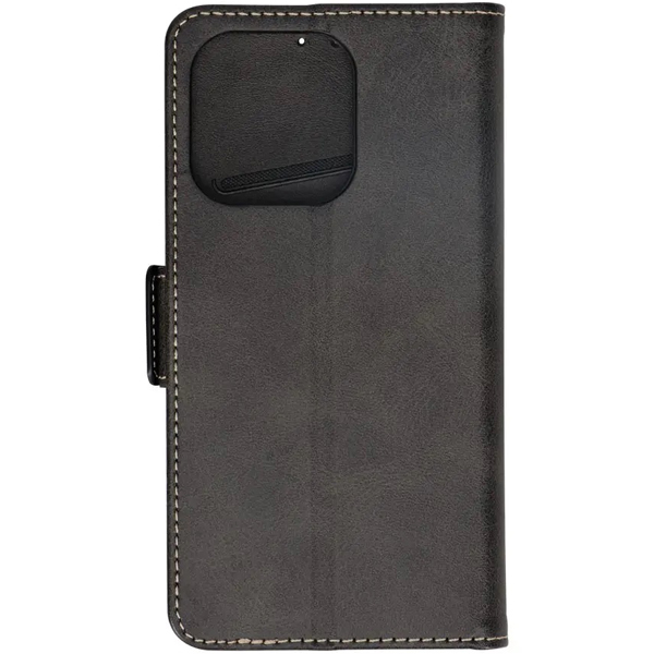 iPhone 14 Pro専用 エレガントな大人のデザイン シックなバイカラーデザインのPUレザー手帳型ケース ブラック×グレー 製品サイズ約83(W)×21(D)×151.5(H)mm