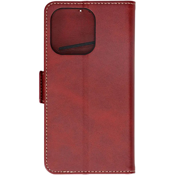 iPhone 14 Pro専用 エレガントな大人のデザイン シックなバイカラーデザインのPUレザー手帳型ケース レッド×ブラック 製品サイズ約83(W)×21(D)×151.5(H)mm