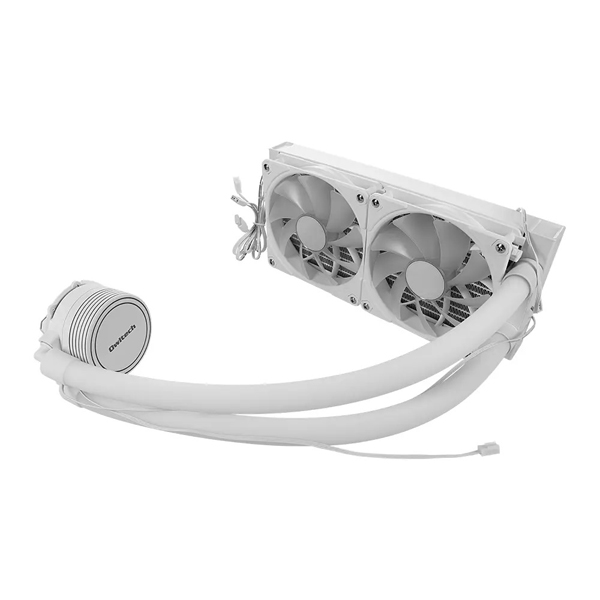 ARGB LED内蔵ヘッド＆チューブ 240mmサイズ 水冷CPUクーラー ホワイト 製品サイズ約120(W)×277(D)×27(H)mm