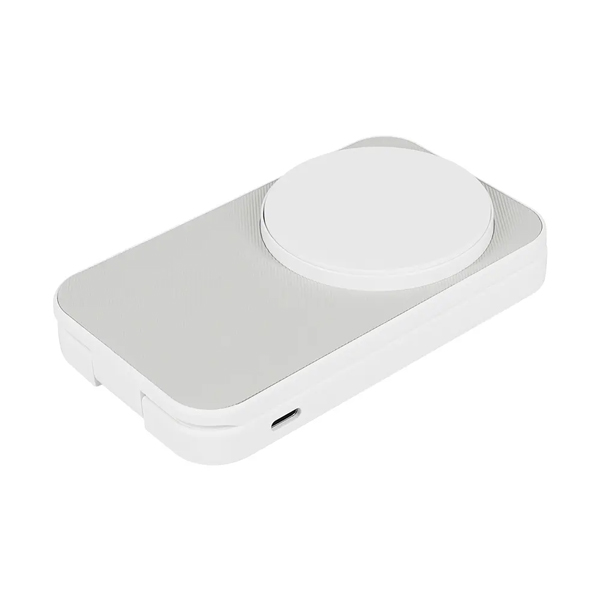 モバイルバッテリー/5000mAh/マグネット式/ワイヤレス充電/スタンド/iPhone、スマートフォン、ポータブルゲーム機、Bluetoothスピーカー各種対応/PD対応/防災/グレー