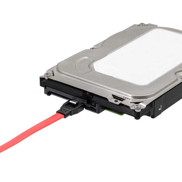 シリアルATA3.0ケーブル ストレート - ストレートコネクター ラッチ付き 100cm レッド