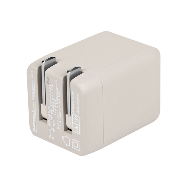 AC充電器/USB充電器/PD20W/2ポート/Type-C/Type-A/PSE適合/PD対応iPad、iPhone、iPod、スマートフォン、タブレットPC、Wi-Fiルーター、加熱式たばこ等/ミストグレー