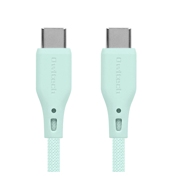 スマホ・タブレット用USBケーブル/USB2.0規格準拠/USB(C-C)/Power Delivery対応/PD60W/データ転送/やわらか/断線に強い/シリコンメッシュケーブル/1.5m/150cm/アイスブルー