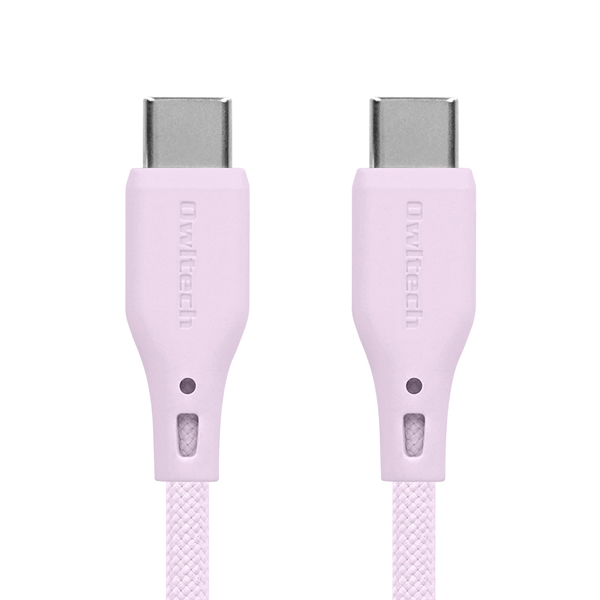 スマホ・タブレット用USBケーブル/USB2.0規格準拠/USB(C-C)/Power Delivery対応/PD60W/データ転送/やわらか/断線に強い/シリコンメッシュ/1.5m/150cm/ライラックパープル