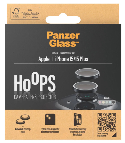 PanzerGlass Hoops Camera Lens Protector iPhone 15/15 Plus Black