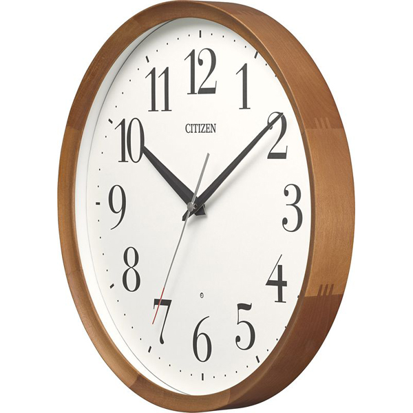 シチズン 電波時計 掛け時計 連続秒針 直径32cm 木枠