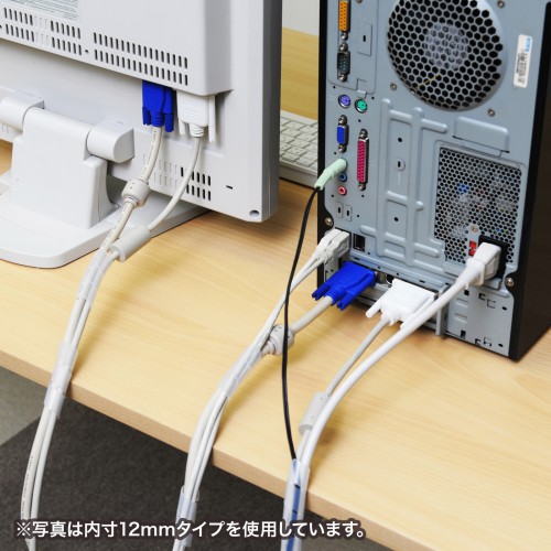 ケーブルタイ（スパイラル・2m巻き・内寸直径4mm・ホワイト）