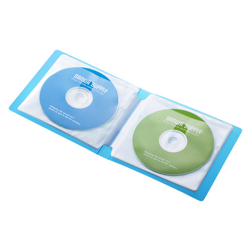 DVD・CDファイルケース（12枚収納・ブルー）