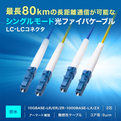 防水ロバスト光ファイバケーブル（シングル9μm、2芯、LC×2-LC×2、10m）