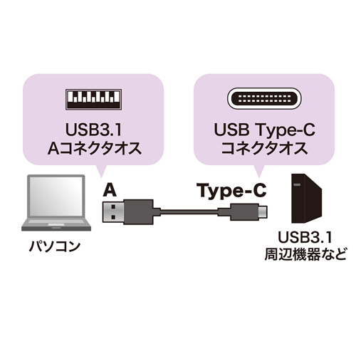 USB3.1 Gen2 Type C-Aケーブル（1m・ブラック）
