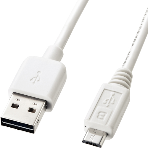 両面挿せるマイクロUSBケーブル（MicroB・0.5m・ホワイト）