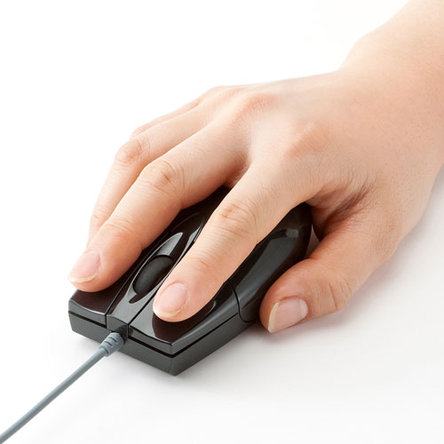 有線ブルーLEDマウス（USB-PS/2変換アダプタ付き・ブラック）