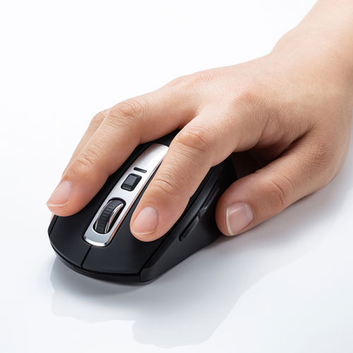 静音ワイヤレスブルーLEDマウス（ブラック）