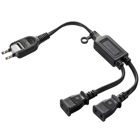 ACアダプタ専用電源延長コード（2分岐・2P・2個口・ブラック）