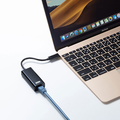 有線LANアダプタ（USB Type-C - LAN変換・Gigabit対応・ブラック）