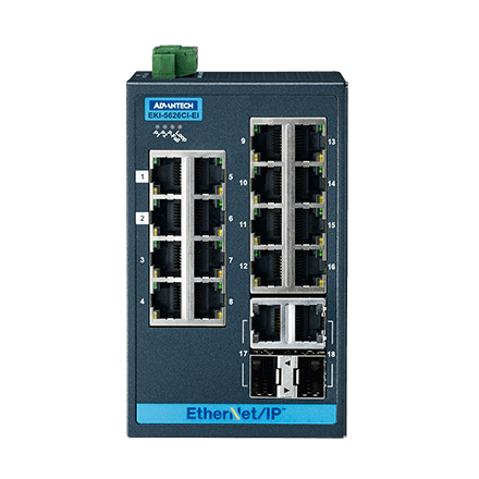 産業用コミュニケーションEKI 16 + 2G Combo Port Entry Level Managed Switch Supporting EtherNet/IP Extreme Temp