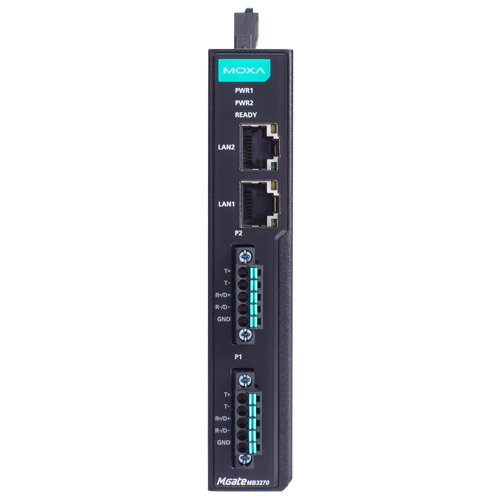2ポート アドバンスド Modbusゲートウェイ IEC62443-4-2準拠 RJ45×2 5ピンターミナルブロック 2kV絶縁保護
