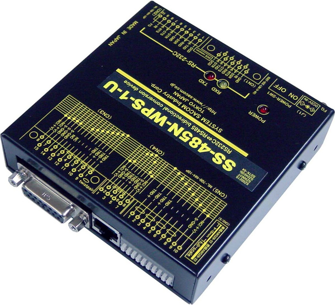 RS232C⇔RS485変換器（ACアダプタ仕様）【RJ45コネクタ搭載で自機同士を市販LANケーブルで接続可能】Dsub9P/端子台10P⇔Dsub15P/端子台10P/RJ45